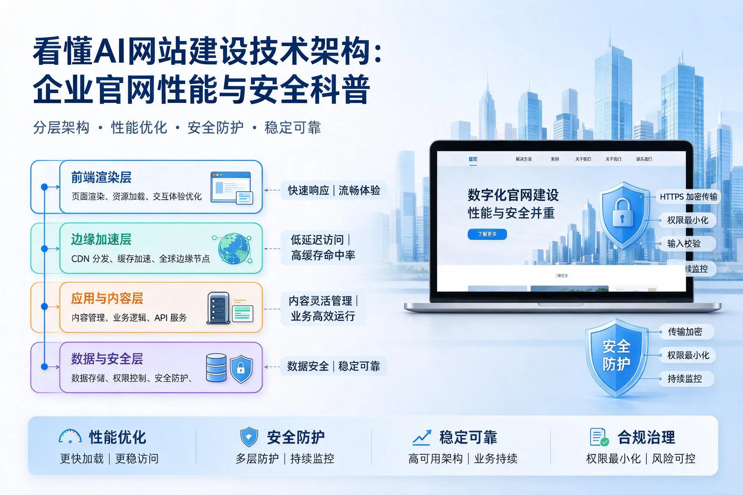 看懂AI网站建设技术架构:聊城企业官网性能与安全科普