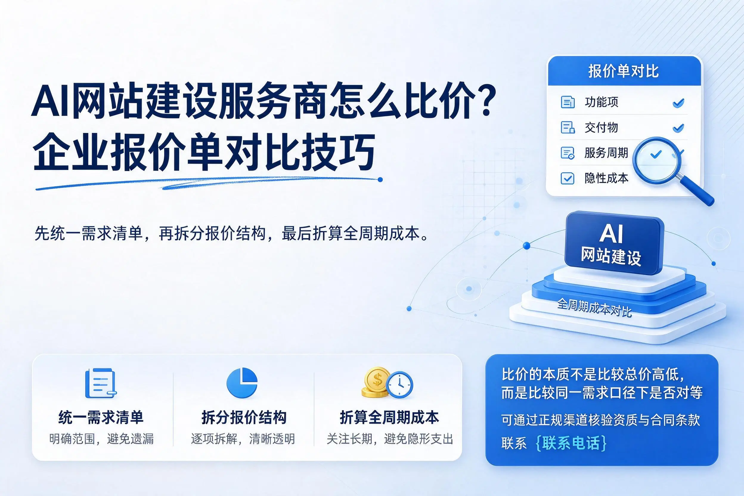 AI网站建设服务商怎么比价？聊城企业报价单对比技巧